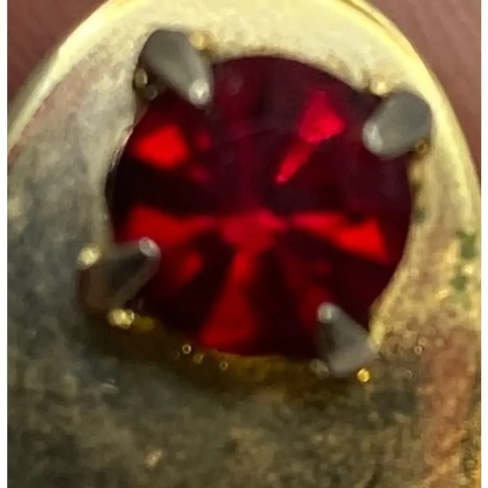 Vintage Red Rhinestone Gold Oval Cufflinks 1950s-60s Mid-Century